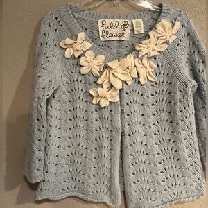 Anthropologie Field Flower Women's Sweater with Floral Accents Sz M Wool Blend